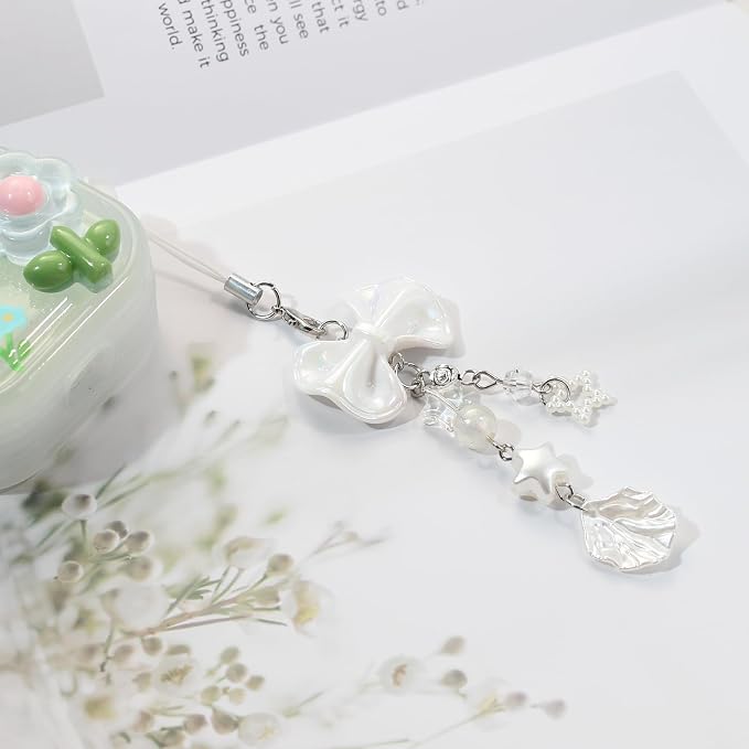 Beaded Camera Wrist Strap,Cute Phone Charm Decor,Pearl Bracelet Wrist Strap | Phone Keychain Decoration for Wallet,Durable Nylon Rope Lanyard,Compatible with all Phone Case,Silver Star - Image 8