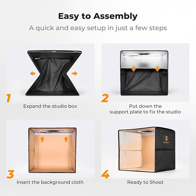 K&F CONCEPT Photo Studio Light Box 12"x12" 120 LED Lights & 6 PVC Backdrops | Photography Shooting Tent Kit CRI>95 with 6 PVC Backdrops for Jewelry, Watch, Cosmetics, Small Product Photography ZYDYSY01 - Image 6