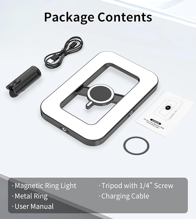 Magnetic 6000mAh Selfie Ring Light for iPhone 448LED RGB Light with Stand | RechargeablePhone Light with Mini Tripod Stand Double-Sided Magnetic Handheld Stabilizer for Magsafe/Video Recording/Photos - Image 9