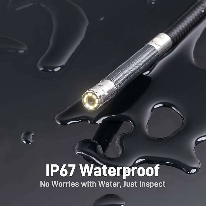 Teslong Articulating Borescope for Mechanic Automotive HVAC Wall Inspection | 2.0MP HD Endoscope, 8 LED Lights, Two-Way 210°, 4.5" IPS Screen, 32GB, IP67 Waterproof, Semi-Rigid Gooseneck, Carrying Case - Image 5