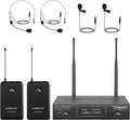Phenyx Pro Dual UHF Auto Scan Headset/Lapel Wireless Microphones PTU-71-2B | 2 Bodypacks, 2 x 100 Frequencies, Hands-Free Speaking, Live Vocals, Worship Services, DJ Sets by PhenyxPro