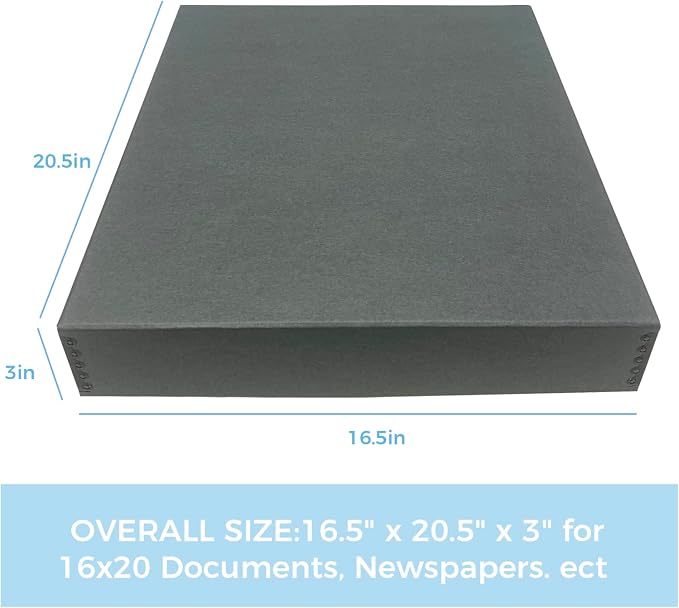 Lineco Drop Front Archival Storage Box, 16.75x20.75x3 in, Gray, 2 Pack | Acid-Free with Metal Edge, Preserves Picture Longevity, Organize Photos, Newspapers, Prints, Documents, Crafts, DIY - Image 2