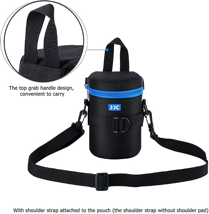 JJC Deluxe Lens Case Pouch Bag for Camera Lens Below 3.1" x 5.3"(D x L) | for Canon EF-S 17-55mm, EF 35mm f2, RF 85mm f2 Macro, Nikon AF-S 18-200mm/18-105mm/18-300mm/55-200mm Lens & More - Image 6