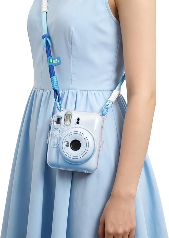 Clear Camera Case for Fujifilm Instax Mini 12, Blue Camera Strap | Protective Cover with Anti-Accidental Shutter, 4 Composition Cards, Photo Storage Holds 10 Films, Clear Hard Shell, No Camera - Image 8