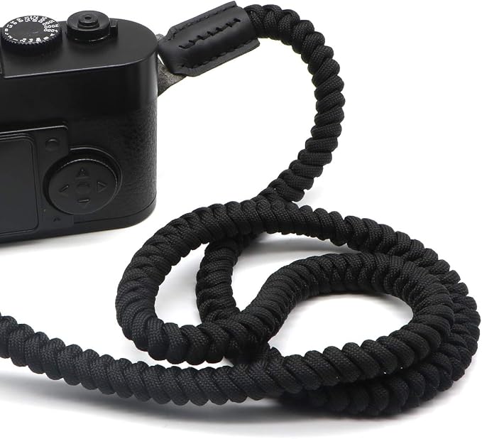 Paracord Woven Camera Neck Shoulder Strap Belt Hand Compatible with Canon Nikon Sony Olympus Pentax Fujifilm Panasonic SLR DSLR Digital Mirrorless Cameras 42 inch Black - Image 5