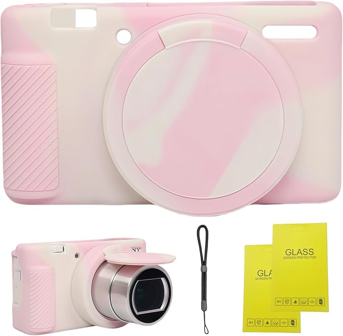 Camera Case for Sony ZV1 Digital Camera.ZV-1 Accessories | Soft Silicone Protective Case Removable Lens Cover,Comes with 2 Screen Protectors and 1 Wrist Strap. (Mist Pink) by SZHSYJY