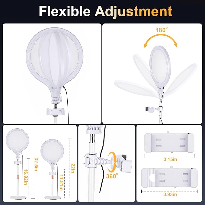 10in Desktop Ring Light with Stand for Phone | 10-Level Dimmable USB Computer Lighting for Zoom Meetings, Streaming, Podcasting, and Home Office - Image 5