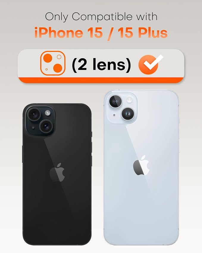 TOCOL Camera Lens Protector for iPhone 15 / iPhone 15 Plus Tempered Glass HD Individual Scratch Resistant Camera Cover Accessories Case Friendly 2 Pack（Clear） - Image 2