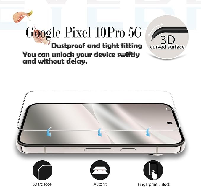 Screen Protector for Google Pixel 10 Pro, [2+2 Pack] Tempered Glass & Camera Lens Protectors[Ultrasonic Fingerprint Unlock] [Case Friendly] [Bubble-Free] Screen Protector Glass For Pixel 10 Pro - Image 3
