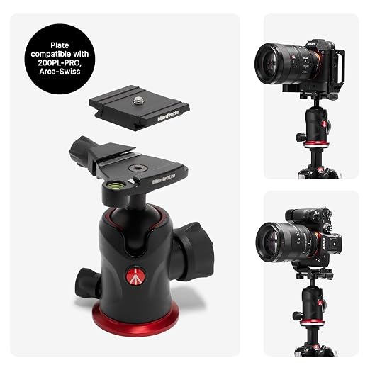 Manfrotto 290XTRA Aluminum Camera Tripod with 496 Ball Head, 3 Segments, 4 Angles, Quick Releases, Arca-Swiss Compatible, 10 kg Load Capacity, Carry Case, for DSLR & Mirrorless Cameras - Image 5