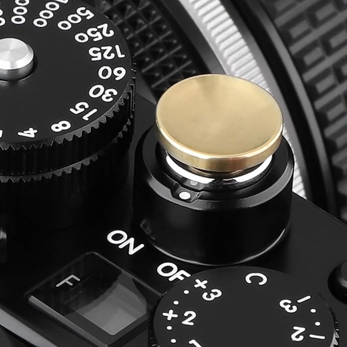 Haoge 12mm Copper Shutter Release Button for Fujifilm X-E5 GFX100RF XT5 XT50 X100V X100VI X-Pro3 Nikon Zf DF and Leica D-LUX 8 q3 M10 M-11 Sony RX1R III Concave Surfacel,New Version: Diameter 12mm - Image 2