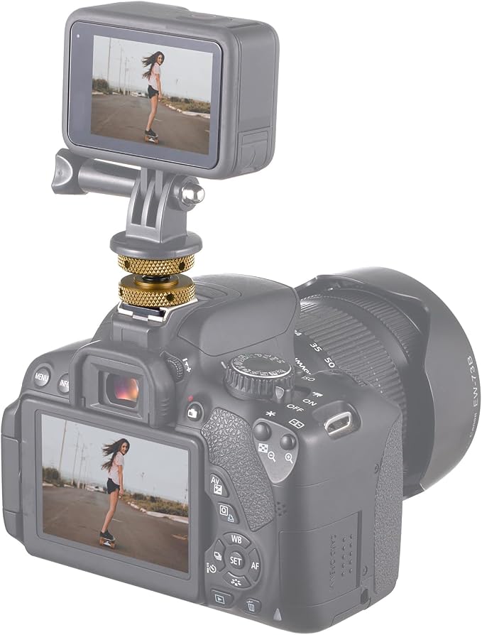 MINIFOCUS 4 Packs Camera Hot Shoe Mount Adapter, Double Nut with 1/4" and 3/8" Aluminum Alloy Tripod Screw Flash Shoe Mount for LED Monitors, Microphone, DSLR Field Monitor | Double Nut with 1/4" and 3/8" Aluminum Alloy Tripod Screw Flash Shoe Mount fo... - Image 8