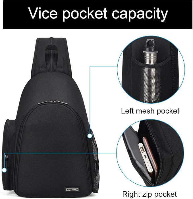 CADeN Camera Bag Sling Backpack, Camera Case Backpack with Tripod Holder for DSLR/SLR Mirrorless Cameras (Canon Nikon Sony Pentax) Black - Image 8