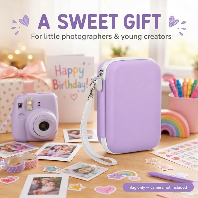 Kids Instant Print Camera Case for DYLANTO for ESOXOFFORE Cameras | Portable Digital Camera Case Organizer for ETIKEZ for YTETCN for DUDUDRAGON with Pocket for Accessories (Box Only)-Purple - Image 6