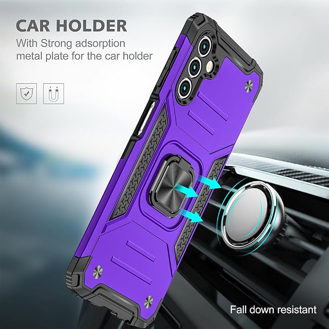 HNHYGETE for Galaxy A13 5G Phone Case with Screen Protector, 360°Military Grade Rotatable Kickstand [Heavy Duty] Protective Cases for Samsung Galaxy A13 5G (Purple) - Image 6