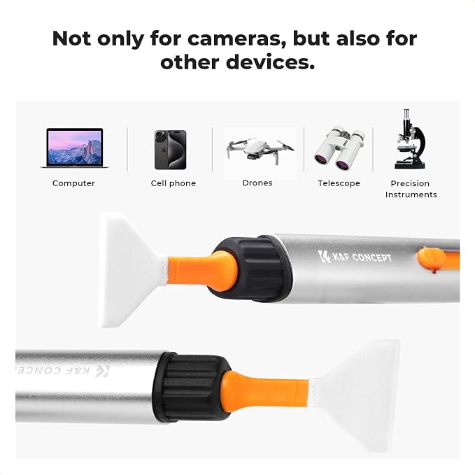 K&F CONCEPT Versatile Switch Lens Cleaning Pen for Camera Screen VR Glasses | 24mm Full-Frame Swab X6,Suede Carbon Head X2,Soft Brush,Aluminum Alloy Pen Body,Individually Packed,Portable and Hygienic - Image 8