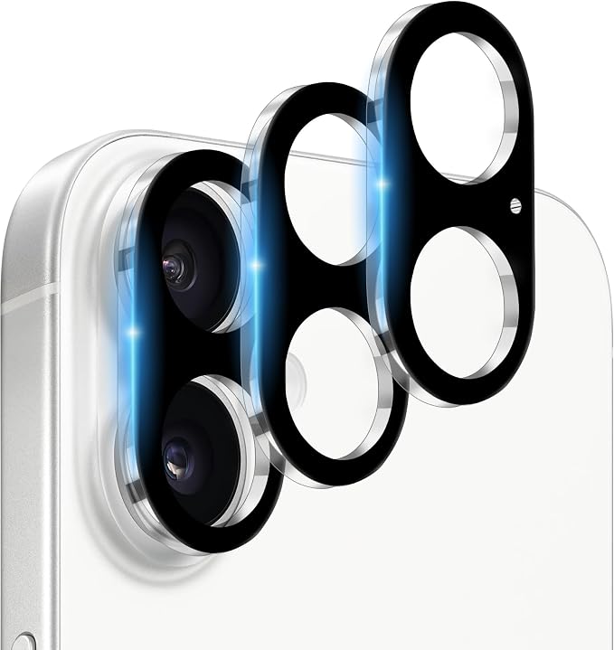 Dengduoduo 3 Pack Camera Lens Protector for iPhone 17, Tempered Glass, Ultra HD, 9H Hardness, Anti-Scratch, Case Friendly,[No Affect on Night Shots], Black by Dengduoduo