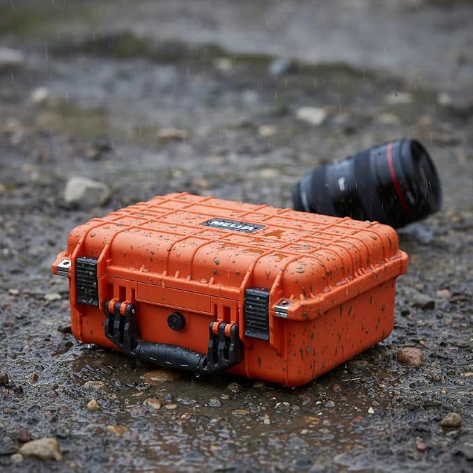 MEIJIA All Weather IP67 Waterproof Hard Camera Case,Hard Protective Case,Hard Case with Customizable Foam,Fit Use of Drones,Camera,Equipments,Pistols(Orange,13.35 x11.63x5.98inches) - Image 7