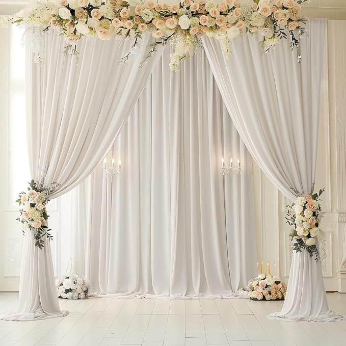 10ft x 10ft Wrinkle Free Ivory Backdrop Curtains for Parties, Polyester Photo Backdrop Drapes 2 Panels 5x10ft Background for Wedding Birthday Baby Shower Party - Image 7