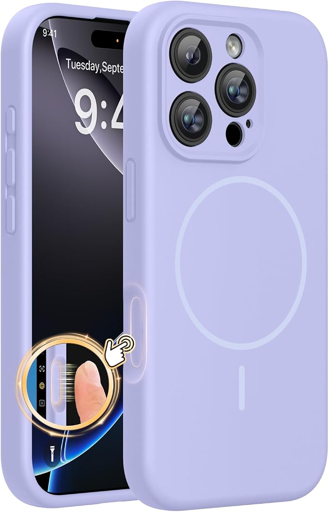 miracase Magnetic for iPhone 16 Pro Case, [Soft Anti-Scratch Microfiber Lining], Compatible with MagSafe, Liquid Silicone Case Shockproof Drop Protection Phone Case for 16 Pro,Light Purple | Compatible with MagSafe, Soft Microfiber Lining, Liquid Silic... by Miracase