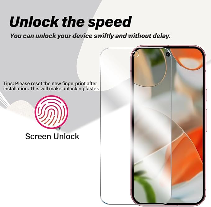 BIGFACE for Pixel 9 Tempered Glass Screen Protector + Camera Lens Protector [ 2 + 2 Pack ][Ultrasonic Fingerprint Unlock] [Anti-Scratch] [Case Friendly] Clear HD Protective Film for Google Pixel 9 5G - Image 3