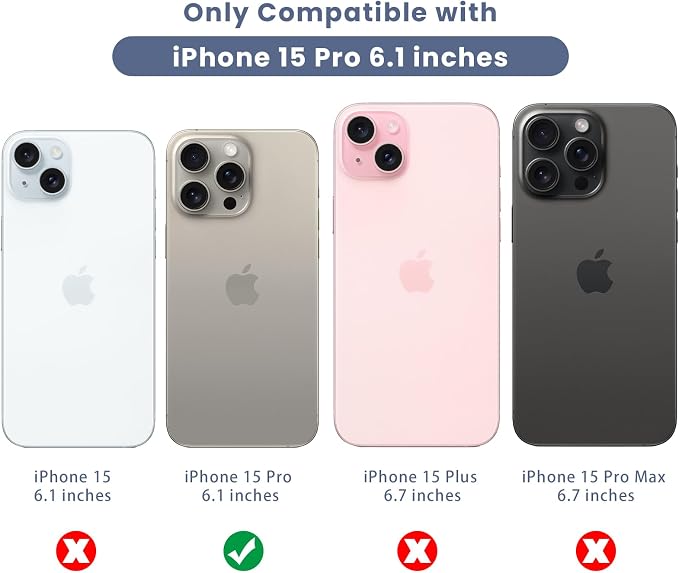 Maxdara [6 in 1 for iPhone 15 Pro Screen Protector(6.1 inch) | Back Screen Protector and Front Screen Protector with Camera Lens Protector [2+2+2 Pack], 9H Hardness - Image 2