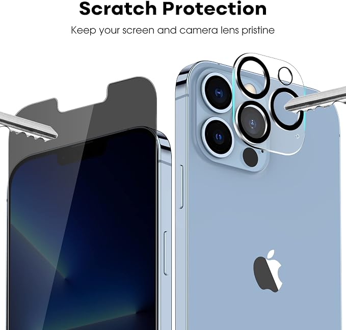 JETech Privacy Screen Protector for iPhone 13 Pro Max, 2+2 Pack | Anti-Spy Tempered Glass, with Camera Lens Protector, Easy Installation Tool - Image 5