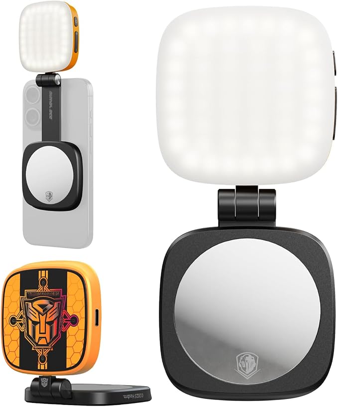 SmallRig Magnetic Selfie Light for iPhone, Phone Light with a Mirror | Instant Attachment for MagSafe, for Selfies, Video Conference, Vibe P48 Bumblebee Edition - 5513 by SmallRig
