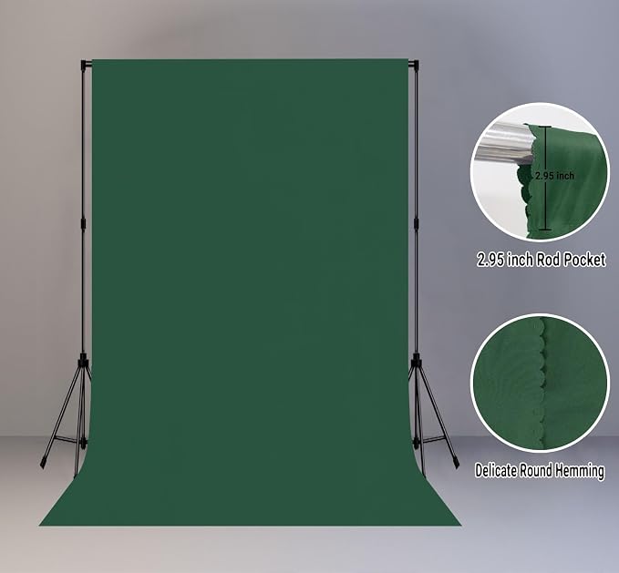 Dark Green Photography Backdrop for Photoshoot, Fabric 6x9ft | Polyester Studio Photo Backgrounds, Non Reflective, Easy to Hang, for Portrait Shoot, Product, Party Decor, Video Creation - Image 2
