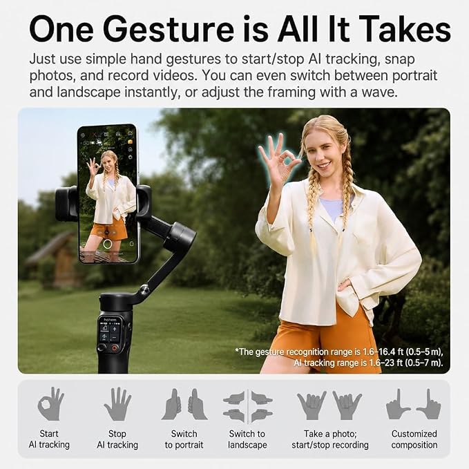 hohem iSteady V3 Ultra Gimbal Stabilizer for iPhone Gimbal with AI Tracking | Bi-Fill Light Built-in Extendable Rod & Tripod,Detachable Remote Control,Stabilizer for Video Recording (Black) - Image 4