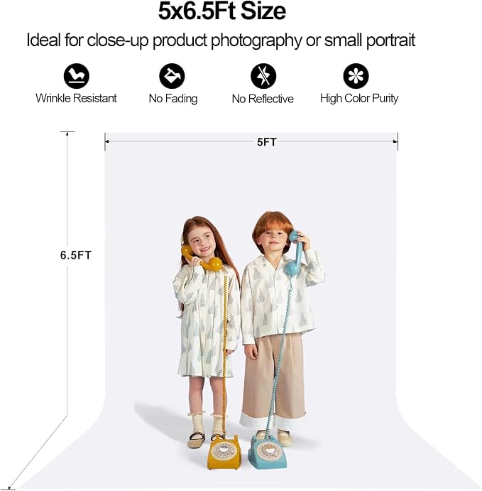 5X 6.5 Ft White Backdrop Photography, White Screen Photo Booth Backdrop for Photoshoot, Party and Video, Photo Background for Product, Portrait, Video Recording - Image 4