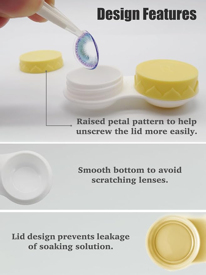 Vastsoon 4 Pack Contact Lens Case, Contact Solution Soaking Case Replacement Kit for Travel, Daily Use (Yellow) - Image 5