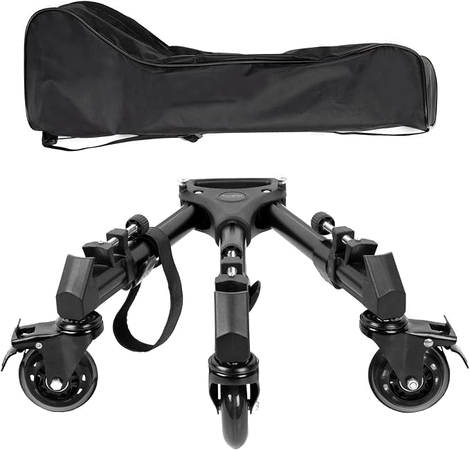 SmallRig Universal Photography Tripod Dolly, Heavy Duty with 3" Rubber Wheels, Adjustable Legs and Carry Bag, 33 lbs Capacity Tripod Wheels for Canon for Sony Cameras Camcorder Video Lighting- 3986 by SmallRig