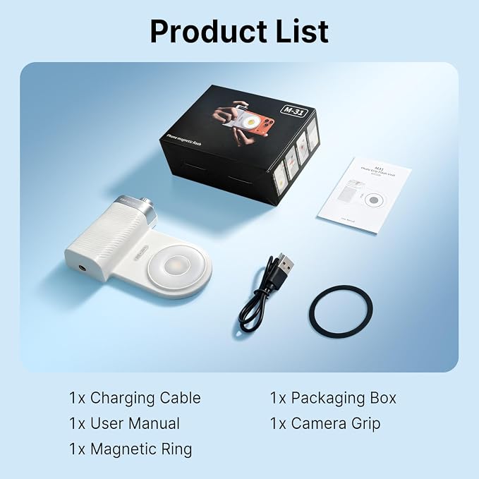yAyusi Phone Selfie Grip with Light+Flash, Magnetic Phone Camera Grip with Detachable Shutter Remote, Adjustable LED Magnetic Selfie Light for Selfies/Photography/TikTok/Creators/Video - Image 8
