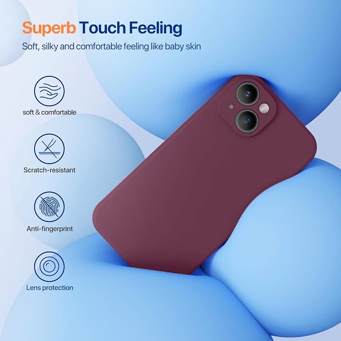 Miracase Silicone for iPhone 14 Case, Wine Red | Soft Anti-Scratch Microfiber Lining, Premium Silicone Cover Shockproof Drop Protection Phone Case for 14 - Image 4