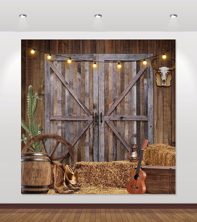 Western Cowboy Backdrop 10x10ft Western Party Decorations Wild West Saloon Rodeo Barn Photography Background Cowboy Theme Birthday Party Decor Banner Photoshoot Supplies by ChloropLastidFamilyProducts
