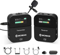 Moman C2 Wireless Lavalier Microphone, 2.4GHz Wireless Lapel Microphone System with Transmitter & 1 Receiver for DSLR Camera Phone Laptop Tablet Camcorder Vlogging Streaming Video(C2 Solo) by Moman