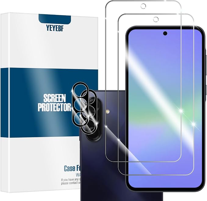 Galaxy A36 HD Clear Tempered Glass Screen Protector + Camera Lens Protectors, [2+2 Pack] [3D Glass] [Anti-Glare] [Bubble-Free] Screen Protector Glass For Samsung Galaxy A36 by YEYEBF