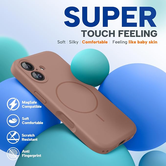 Miracase Silicone & Magnetic for iPhone 16 Case, Chocolate | Compatible with MagSafe, Anti-Scratch Microfiber Lining, Liquid Silicone Case Shockproof Drop Protection Phone Case for 16 - Image 6