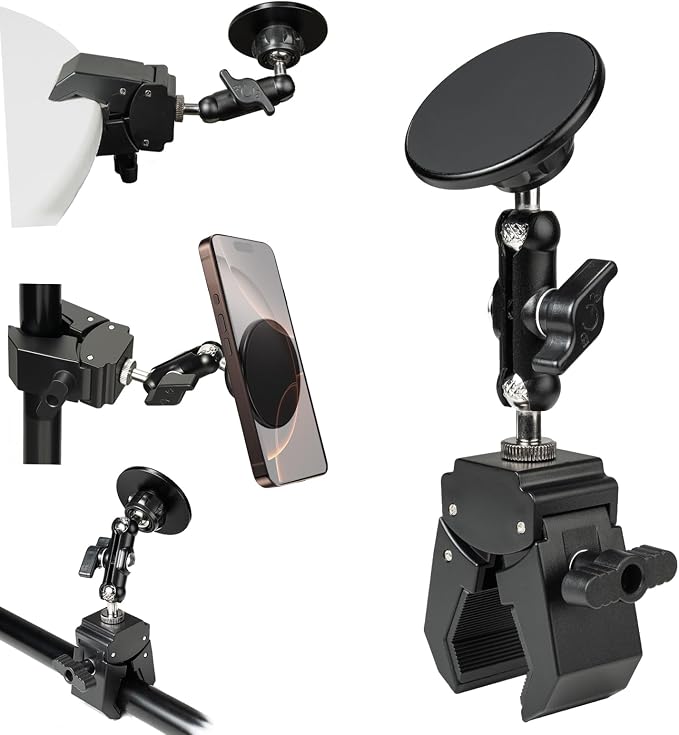Magnetic Mic Stand Phone Holder Mount, 360° Angle Adjustment for Gym/Microphone Stand/Shopping Cart/Stroller/Handlebar,Compatible with iPhone 17/16/15/14/13/12 Series - Image 7