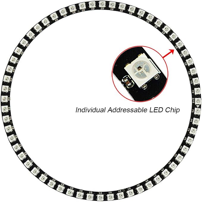 60 LEDs WS2812B 5050 RGB LED Ring Lamp Light Individually Addressable Full Dream Color DC5V with Mini Controller - Image 3