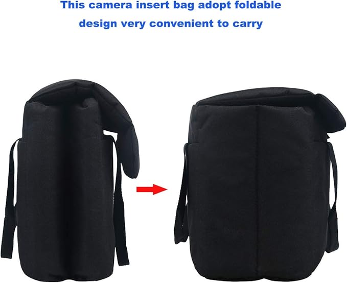Camera Inserts Lens Padded Insert Liner DSLR SLR Protective Bag Camera Cube Roomy Case Waterproof Foldable pouch for Camera Lens Accessories Sony Canon Nikon Olympus (Black) - Image 3