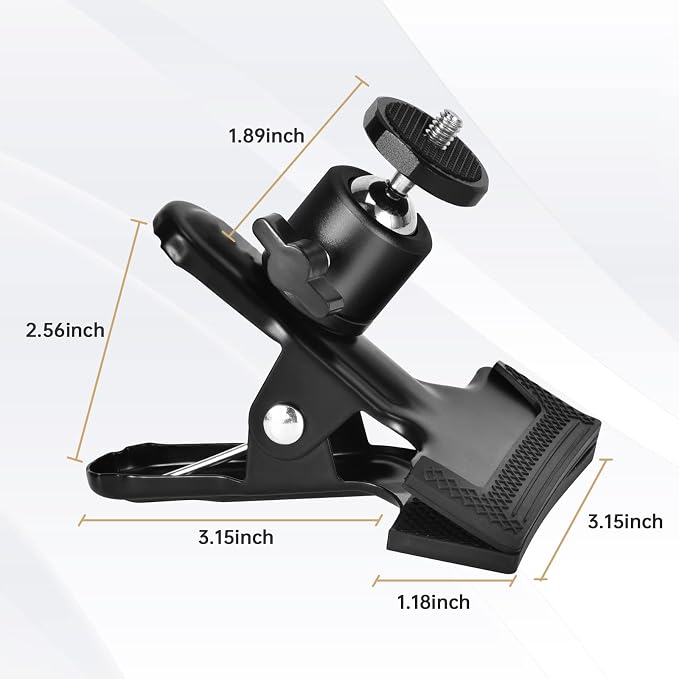 UTEBIT 1 Pack Tripod Camera Mount Clip with 360 Swivel Mini Ballhead, Black | Heavy Duty Spring Clamp for DSLR Video Photoshoot Studio - Image 6