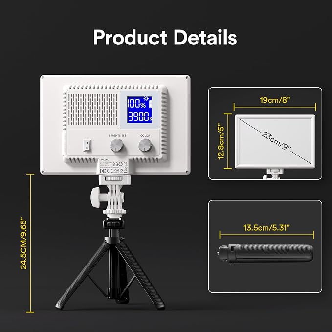 White LED Video Light for Camera with Built-in 4000mAh Battery | 2500k-6500k Bi-Color Photo Light with Cri>95, Supports Type-C USB Power Supply for Pictures, Video Recording & Live Streaming - Image 5