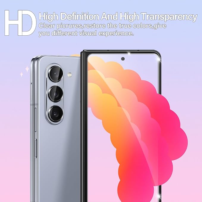 BIGFACE galaxy Z Fold 6 Screen Protector + Camera Lens Protectors, [2 + 2 Pack] HD Clarity Premium Tempered Glass,9H Hardness, 3D Touch Accuracy, Anti-Bubble Anti-Scratch Film - Image 6