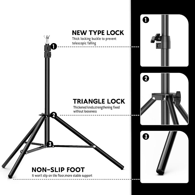 BEIYANG 6.5x6.5 FT Backdrop Stand, Adjustable Photo Background Stand Support kit with Carry Bag for Parties, Decoration, Wedding, Photo Video Studio Shooting - Image 2