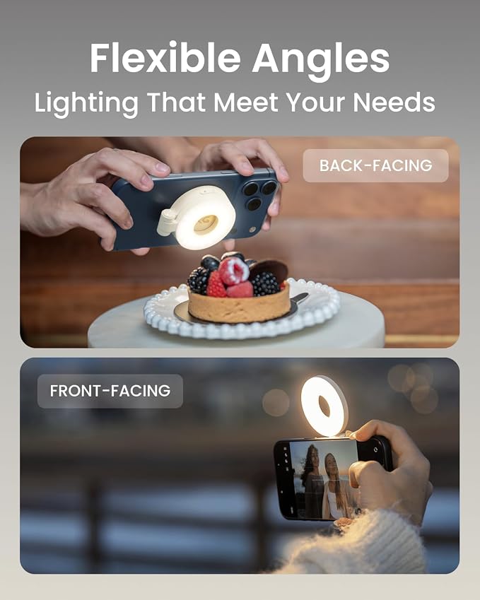 KraftGeek Magnetic Selfie Light for iPhone, Portable Ring Light for Phone | Rechargeable Phone Ring Light, Pocket Sized, 40 LEDs, Mini Cell Phone Selfie Light for Video Recording, Vlogging & Travel - Image 4