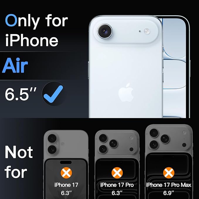 JETech Screen Protector for iPhone Air, 2+2 Pack | with Camera Lens Protector, HD Clear Tempered Glass, Anti-Scratch Protection, Easy Installation Tool - Image 2