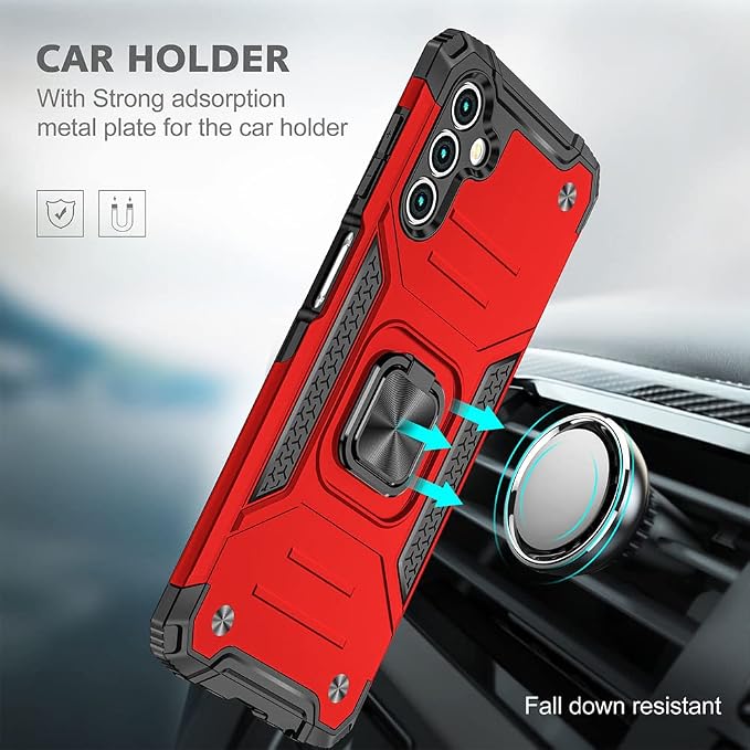 HNHYGETE for Samsung A13 5G Case, Galaxy A13 5G Case with Screen Protector, 360°Military Grade Rotatable Kickstand (Heavy Duty) Protective Cases for Samsung Galaxy A13 5G (Red) - Image 6