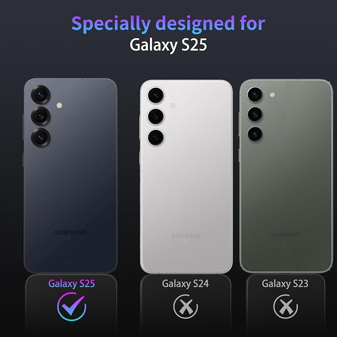 Camera Lens Protector for Samsung Galaxy S25,1 Pack | Tempered Metal Glass Camera Cover Film,HD Clear,Anti-Scratch Lens Screen Protector Film,Case Friendly,Black Titanium - Image 2
